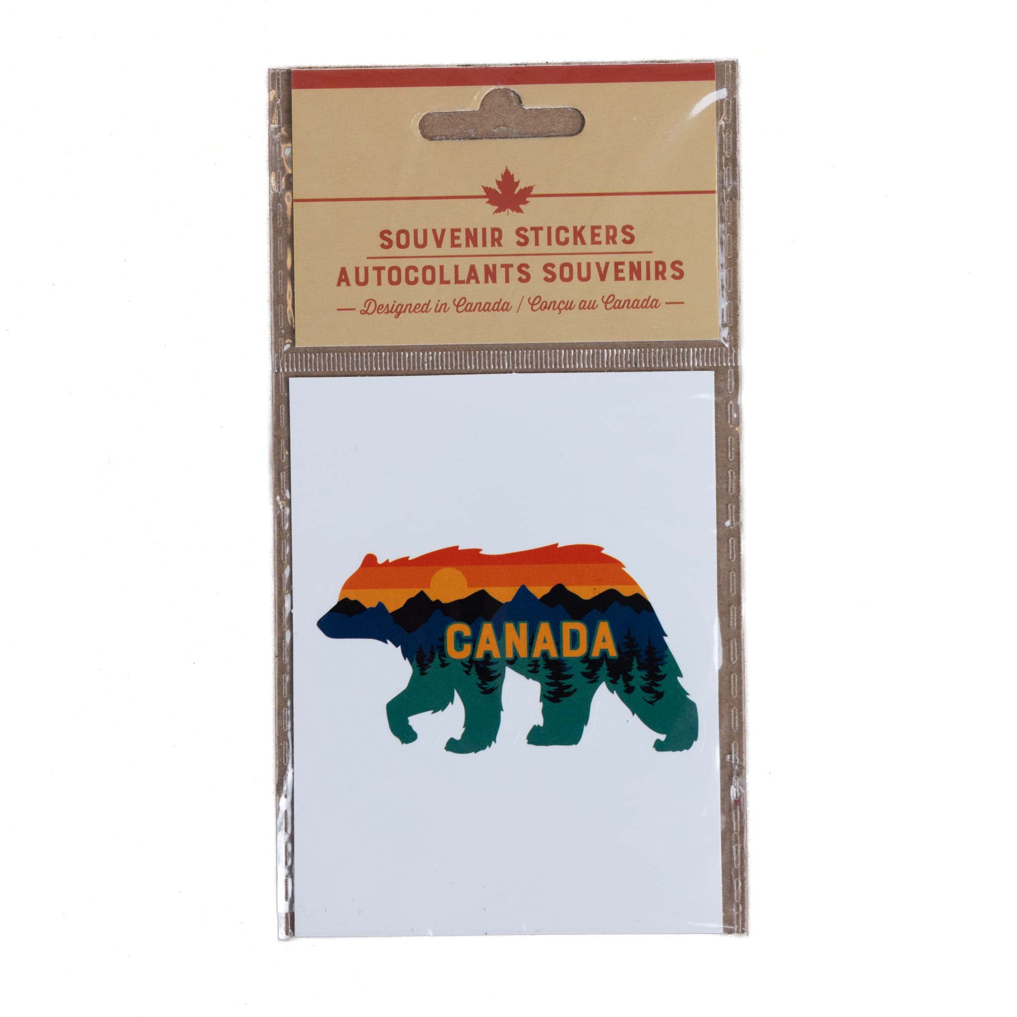 Canada Die-Cut Sticker - Canadian Bear with Sunset Landscape